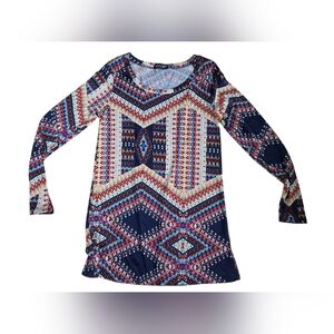 About A Girl Boho Southwest Print Tunic Top Size XL